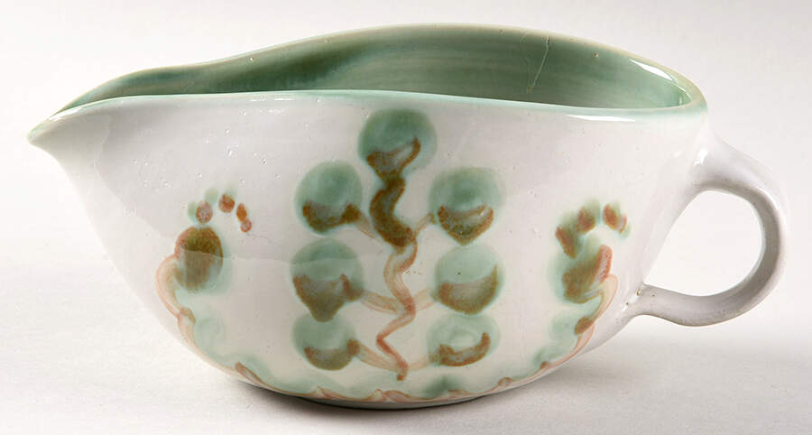 Pear and Grape Green Gravy Boat by M A Hadley-1