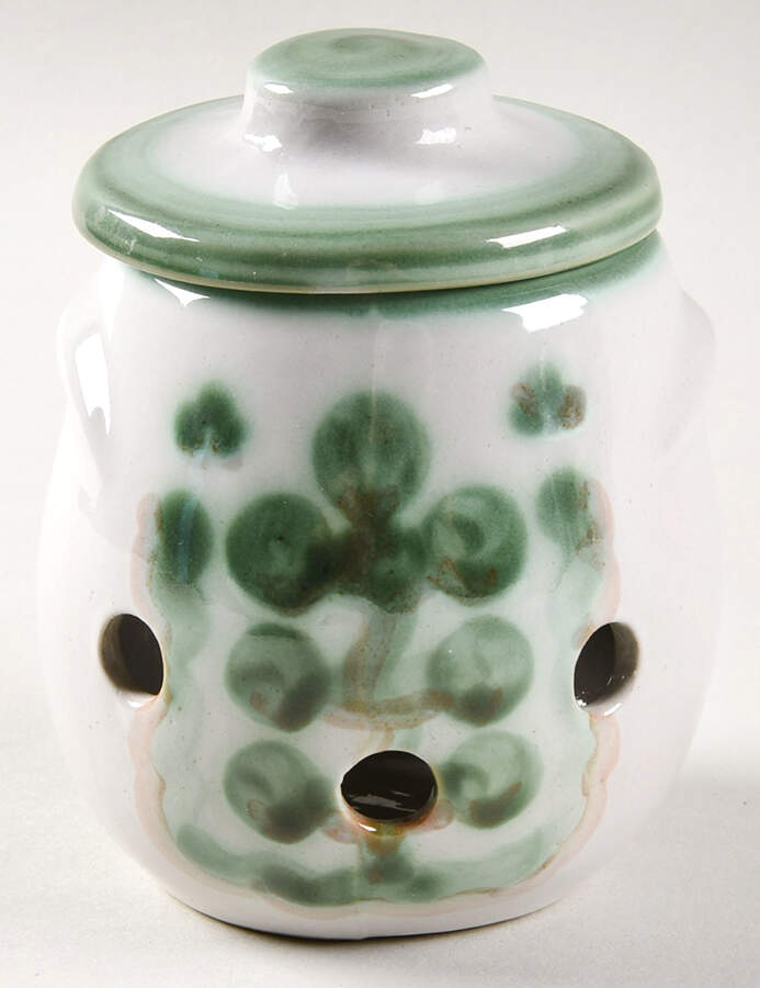Pear and Grape Green Garlic Keeper & Lid by M A Hadley-1