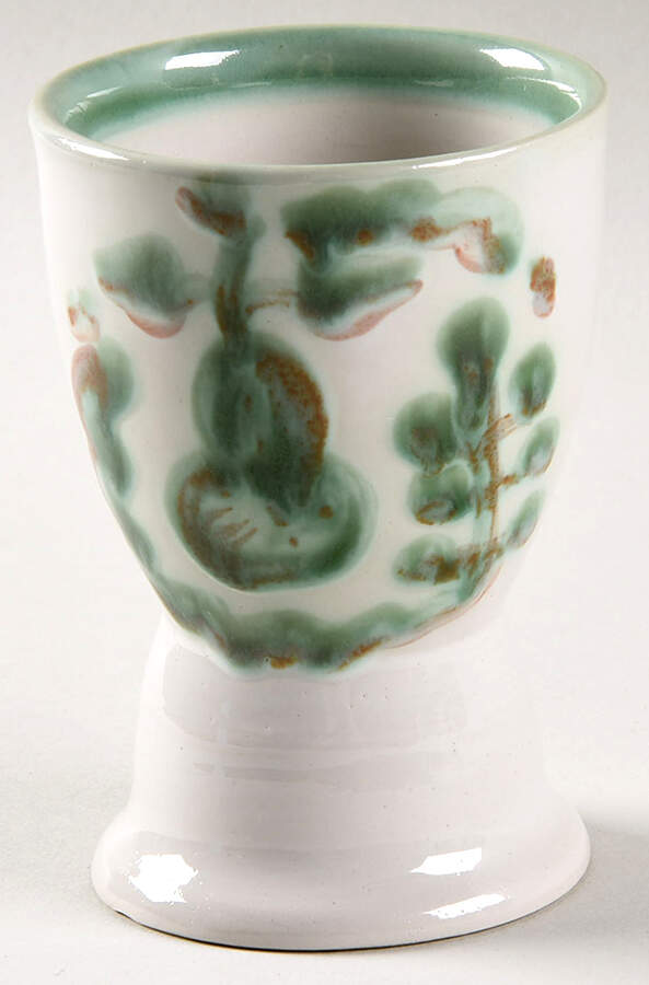 Pear and Grape Green Double Egg Cup by M A Hadley-1
