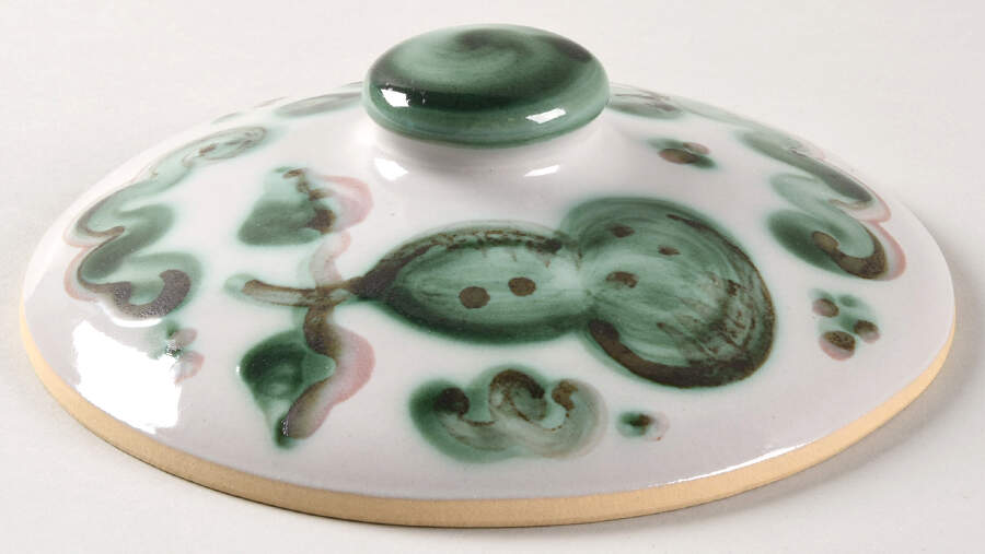 Pear and Grape Green Lid for 2 Qt Round Covered Casserole by M A Hadley-1