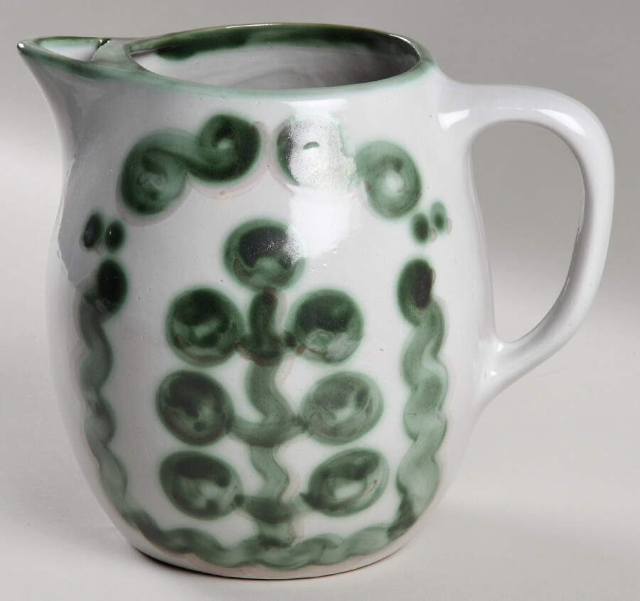 Pear and Grape Green Coffee Pot No Lid by M A Hadley-1