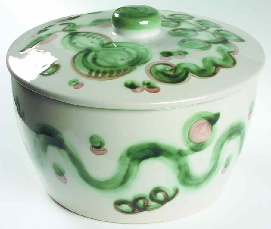 Pear and Grape Green Large Tureen/Baker & Lid by M A Hadley-1