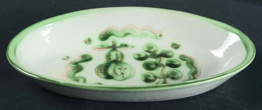 Pear and Grape Green 8" Oval Serving Platter by M A Hadley-1