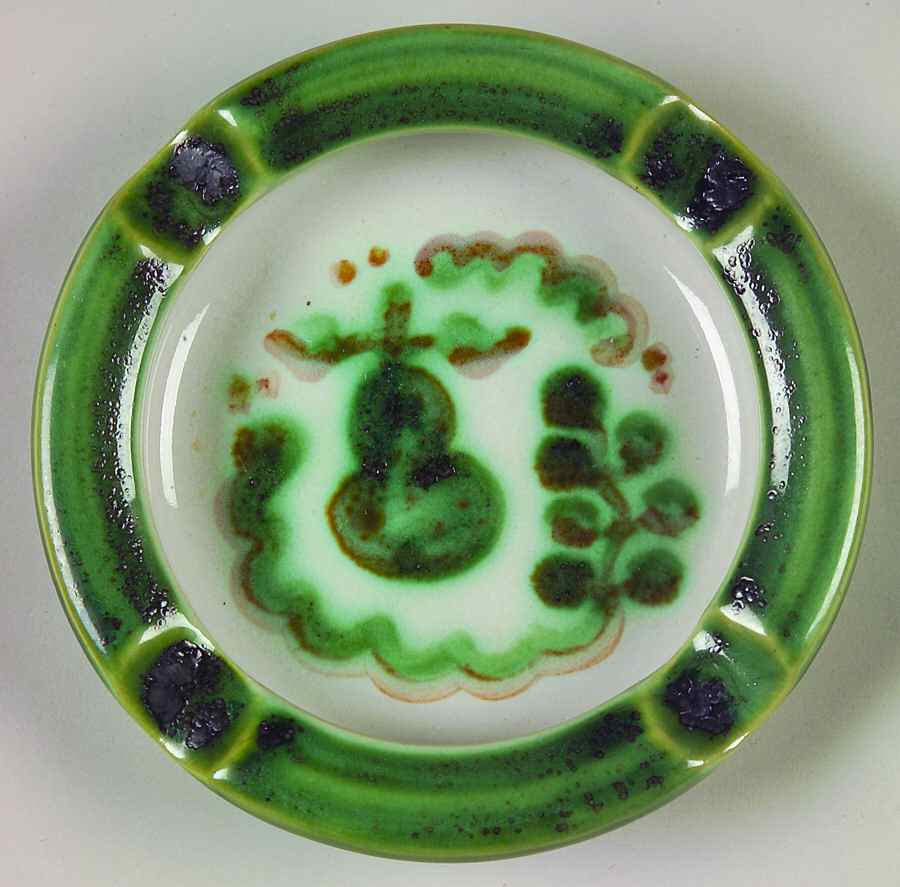 Pear and Grape Green Small Ashtray by M A Hadley-1