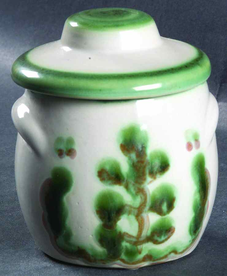 Pear and Grape Green Sugar Bowl No Lid by M A Hadley-1