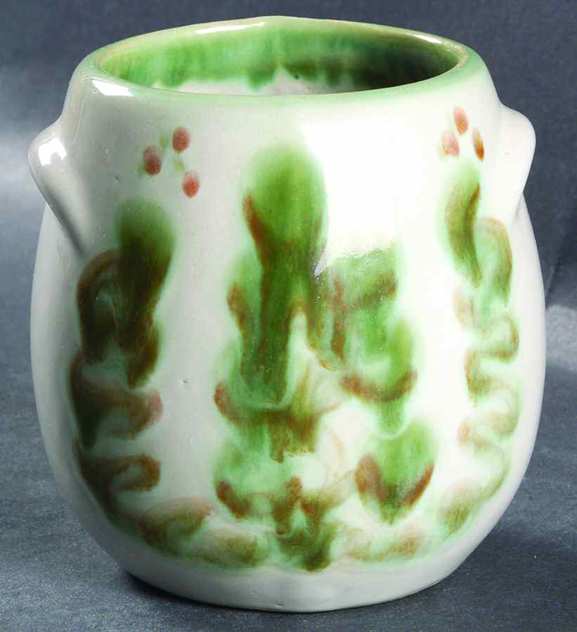 Pear and Grape Green Oversize Sugar Bowl-No Lid by M A Hadley-1