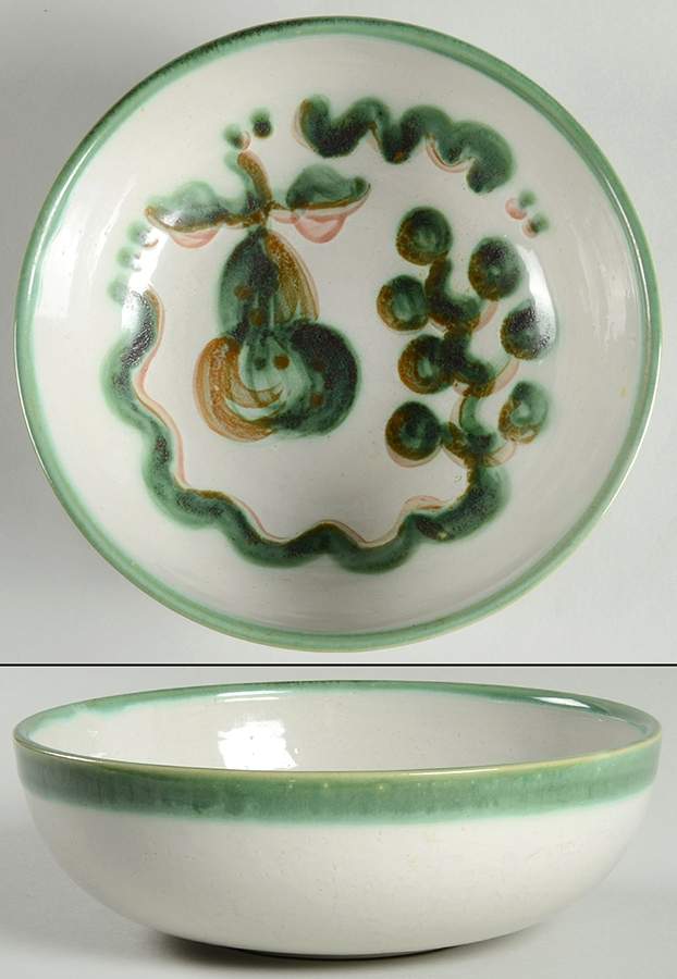 Pear and Grape Green 8" Round Vegetable Bowl by M A Hadley-1