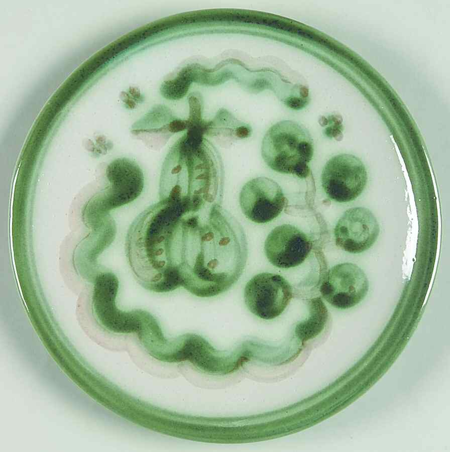Pear and Grape Green Bread & Butter Plate by M A Hadley-1