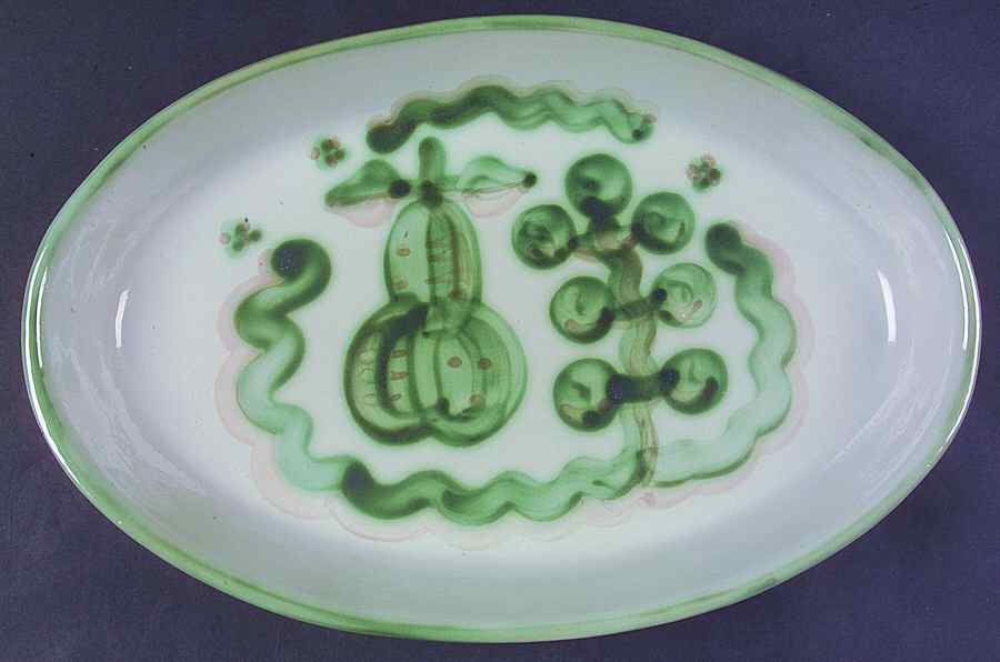 Pear and Grape Green 13" Oval Serving Platter by M A Hadley-1