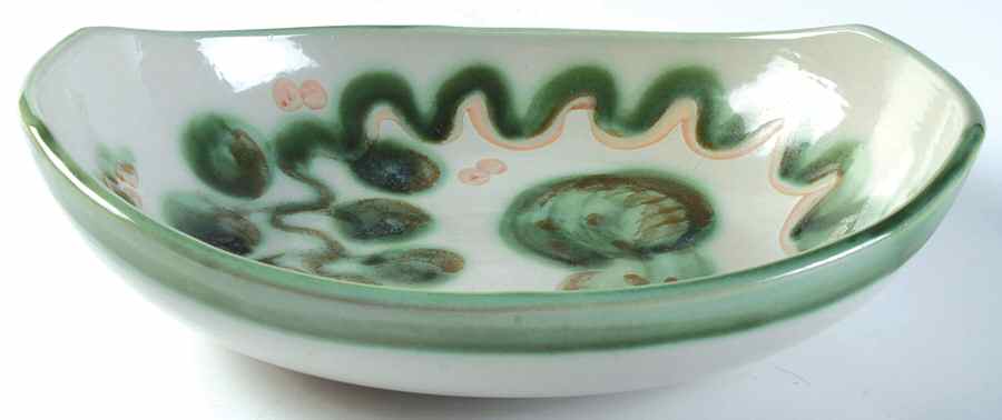 Pear and Grape Green 11" Venetian Bowl by M A Hadley-1