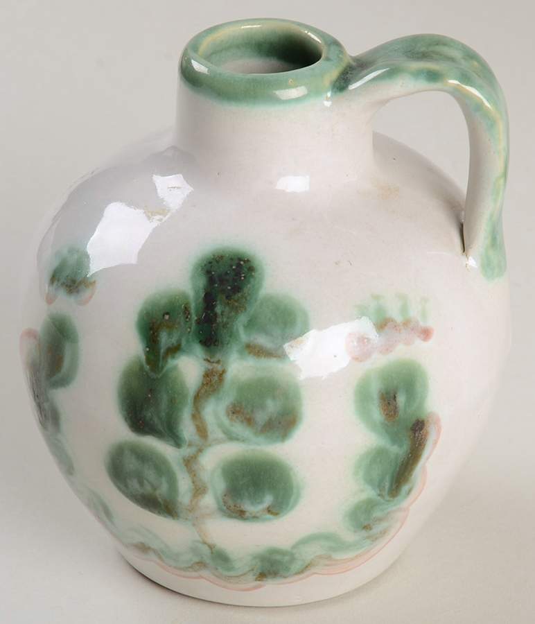Pear and Grape Green Jug Shape Vase by M A Hadley-1