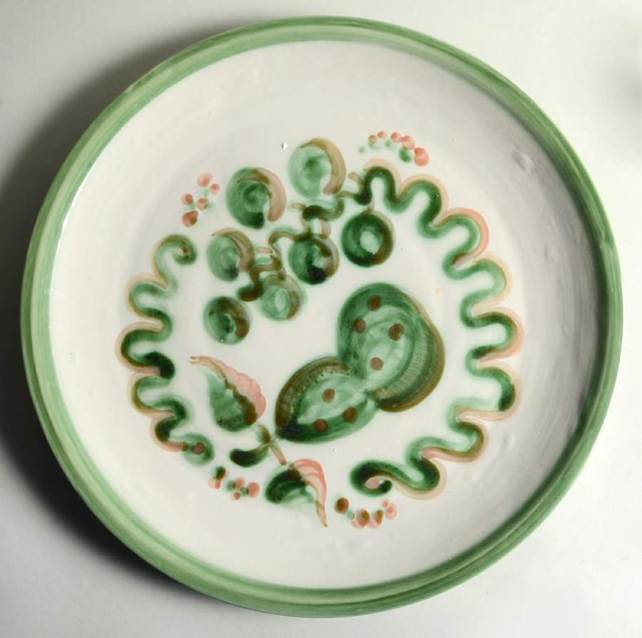 Pear and Grape Green 15" Chop Plate (Round Platter) by M A Hadley-1
