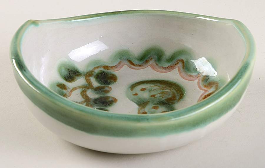 Pear and Grape Green 5" Venetian Bowl by M A Hadley-1