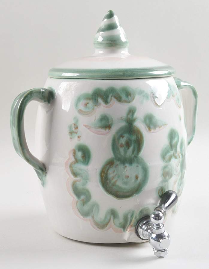 Pear and Grape Green Samovar & Lid by M A Hadley-1