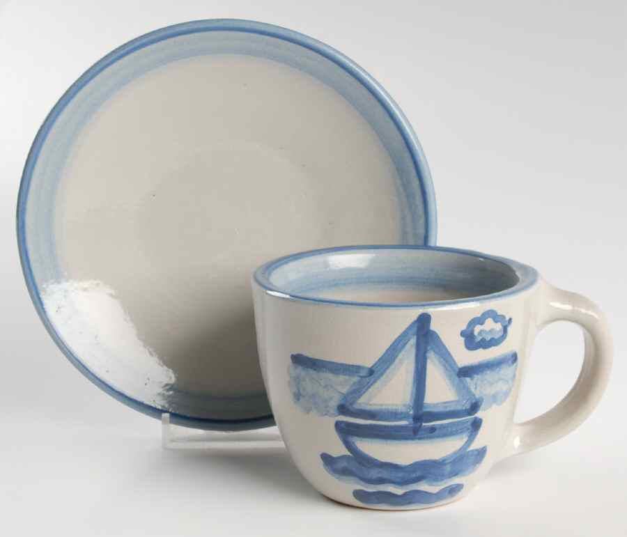 Sailboat Flat Cup & Saucer Set by M A Hadley-1