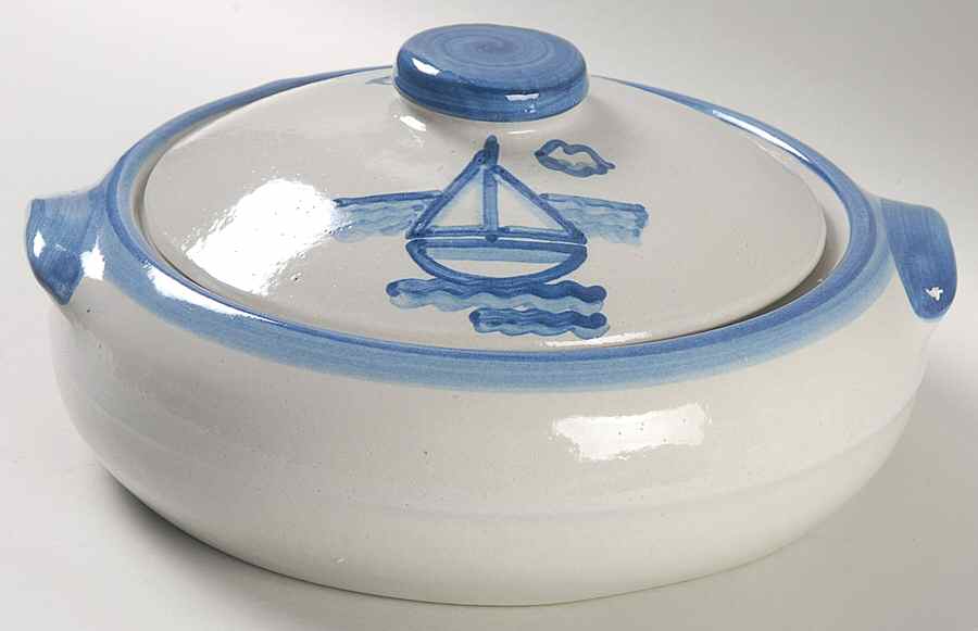 Sailboat 2 Qt Round Covered Casserole by M A Hadley-1