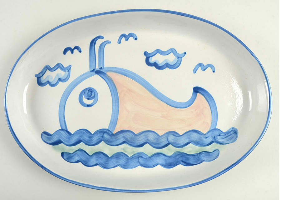 Ship & Whale 16" Oval Serving Platter by M A Hadley-1