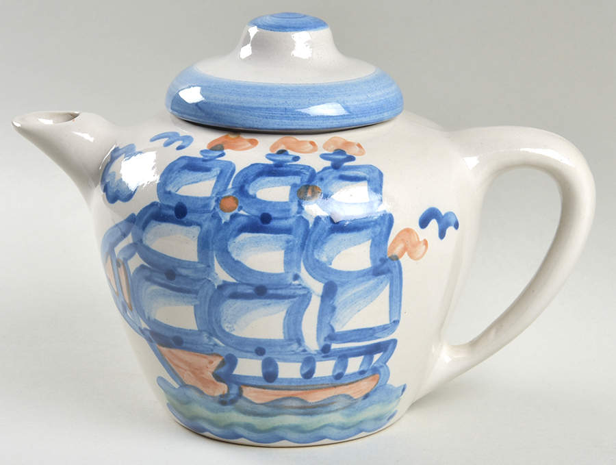 Ship & Whale Teapot & Lid by M A Hadley-1