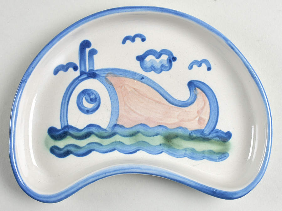 Ship & Whale Crescent Salad Plate by M A Hadley-1