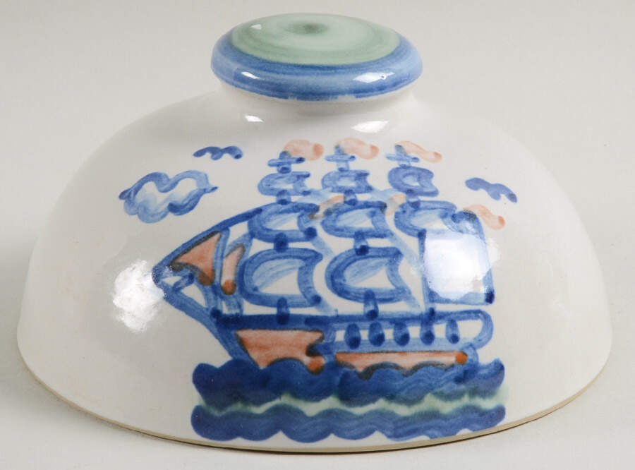 Ship & Whale Lid for Round Butter by M A Hadley-1