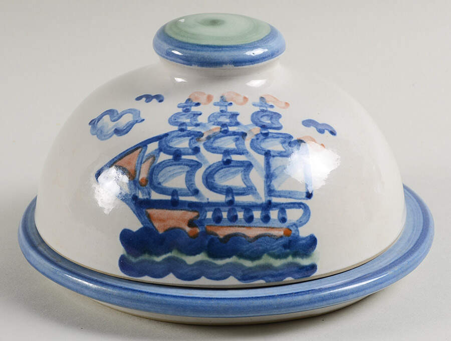 Ship & Whale Round Covered Butter by M A Hadley-1