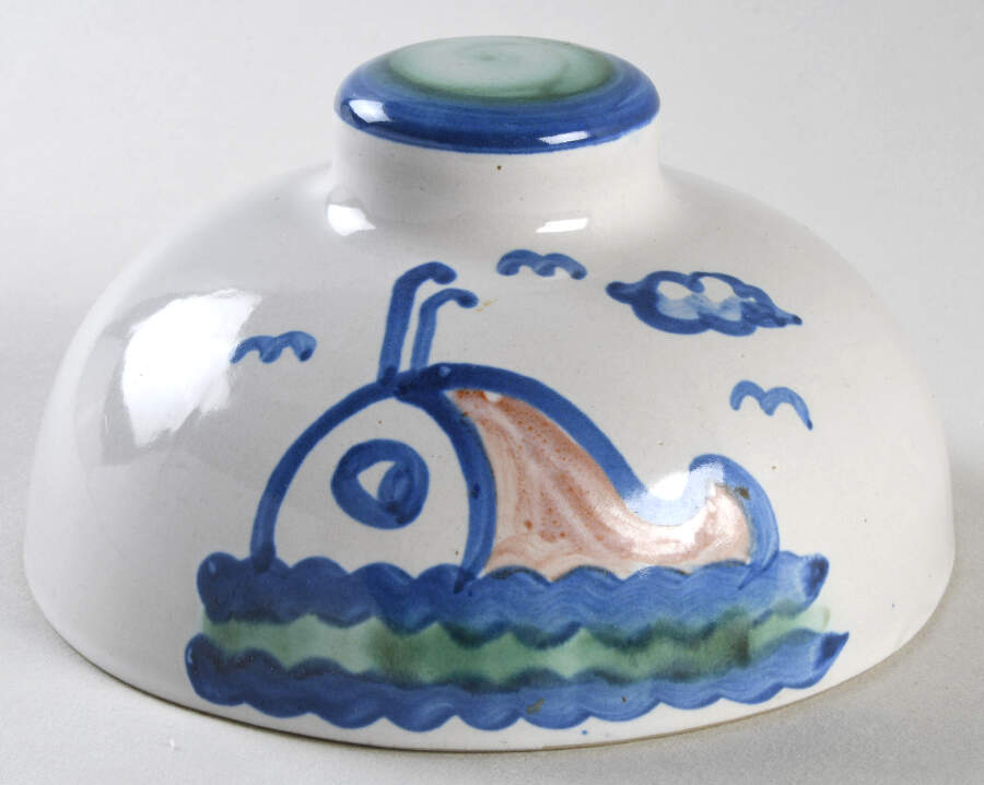 Ship & Whale Lid for Round Butter by M A Hadley-1