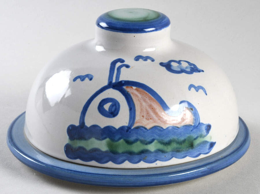 Ship & Whale Round Covered Butter by M A Hadley-1