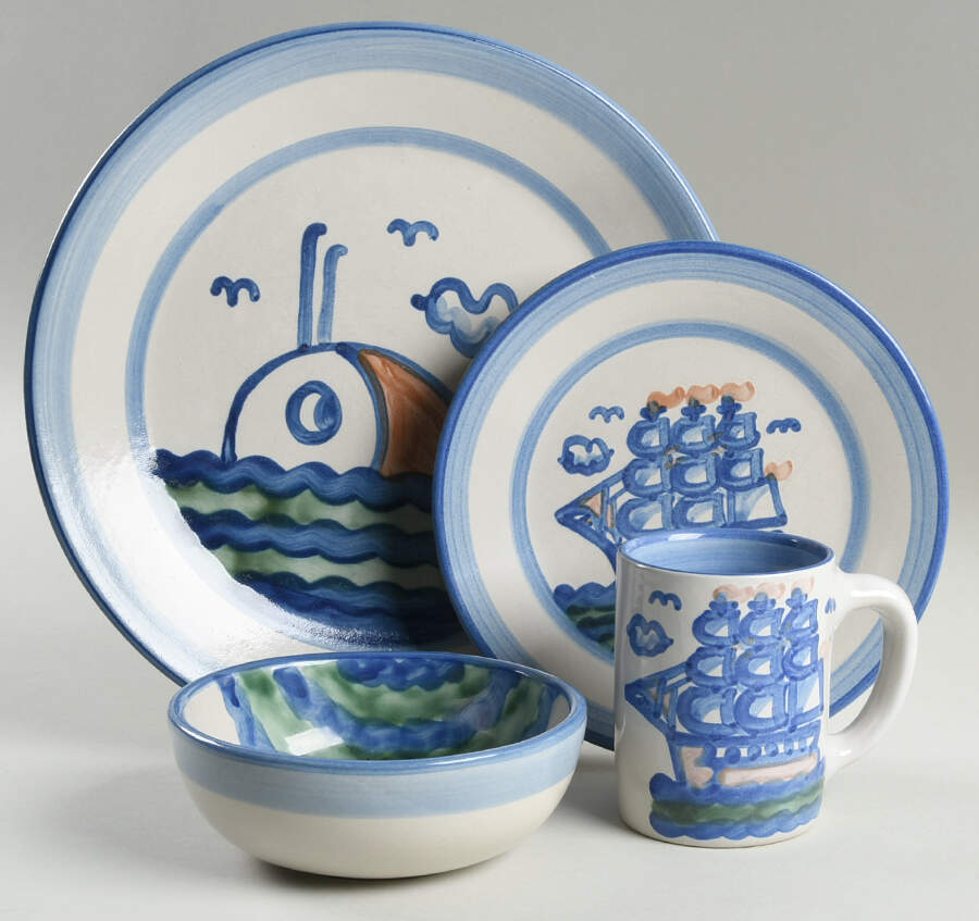 Ship & Whale 4 Piece Place Setting by M A Hadley-1