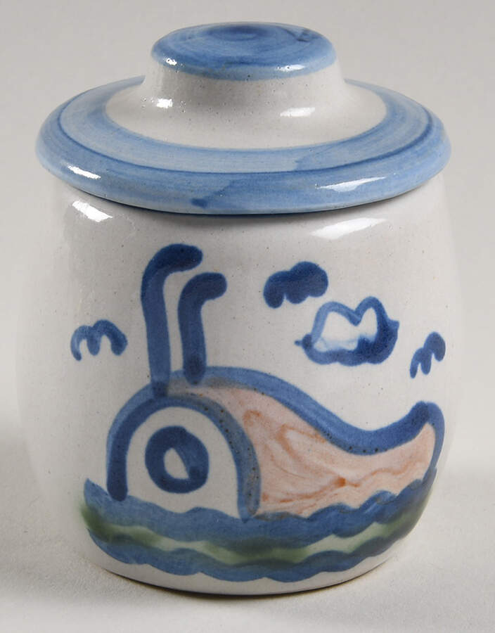 Ship & Whale Mini Sugar Bowl & Lid by M A Hadley-1