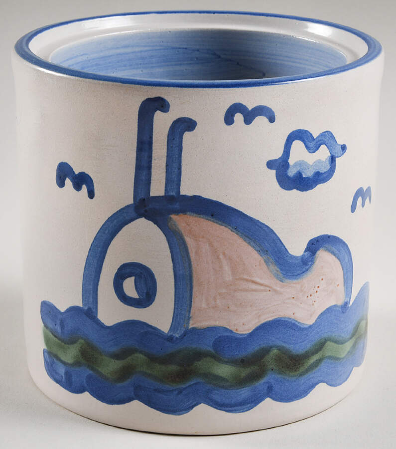 Ship & Whale Small Canister No Lid by M A Hadley-1