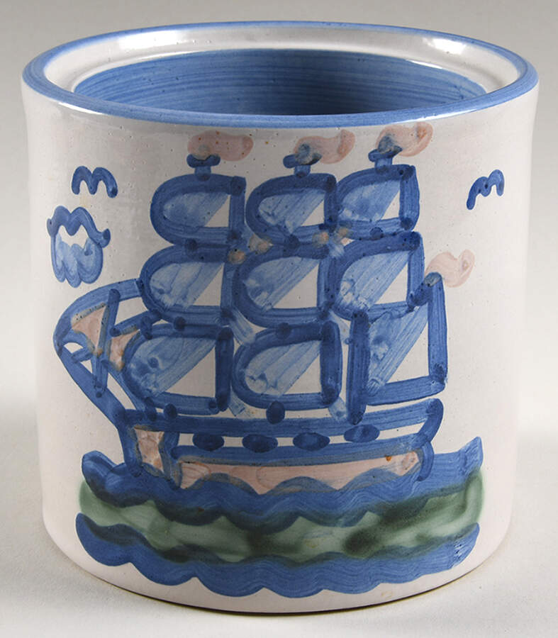 Ship & Whale Small Canister No Lid by M A Hadley-1