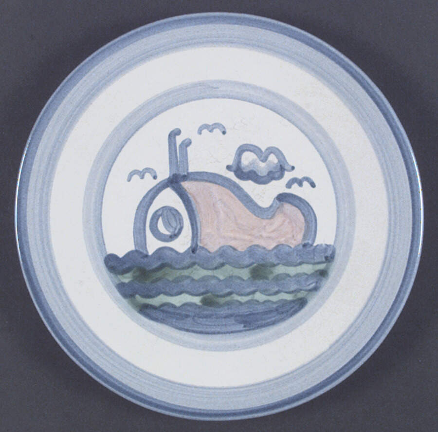 Ship & Whale Dinner Plate by M A Hadley-1