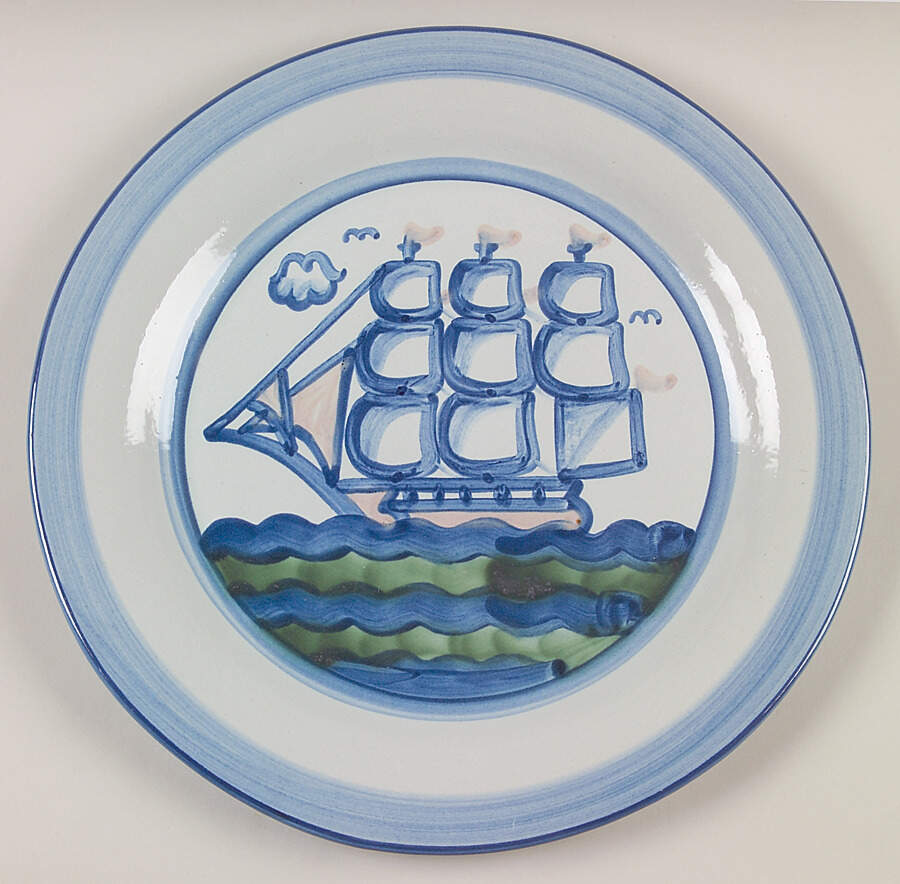 Ship & Whale 12" Chop Plate (Round Platter) by M A Hadley-1
