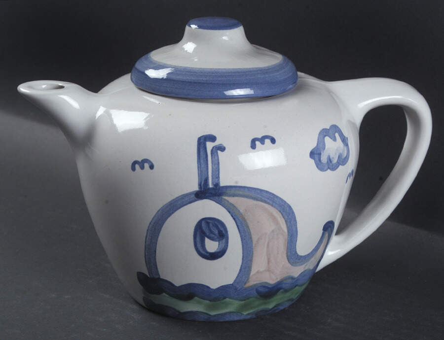 Ship & Whale Teapot & Lid by M A Hadley-1