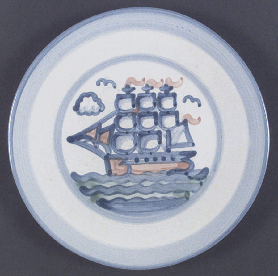 Ship & Whale Dinner Plate by M A Hadley-1