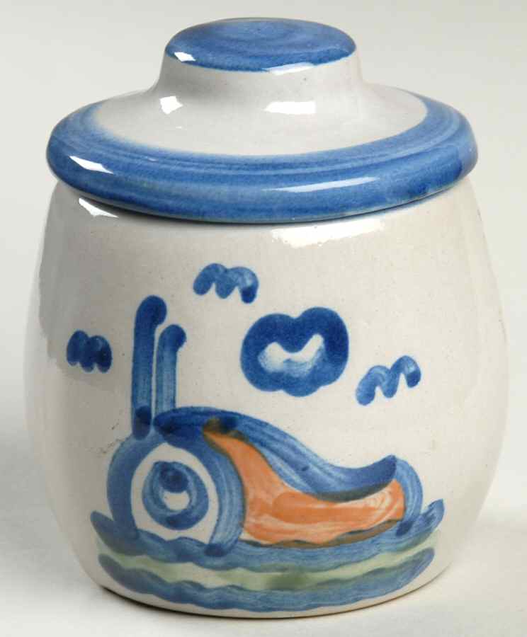 Ship & Whale Sugar Bowl & Lid by M A Hadley-1