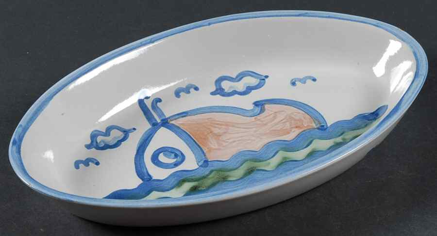 Ship & Whale 11" Oval Serving Platter by M A Hadley-1