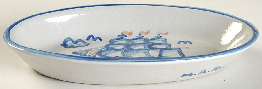 Ship & Whale 8" Oval Serving Platter by M A Hadley-1