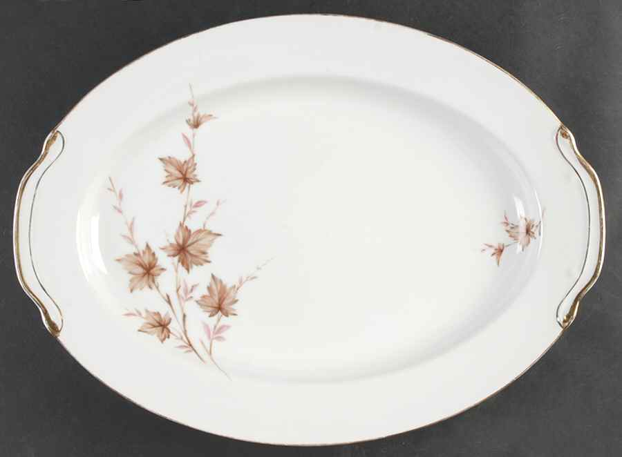 Alice (Brown Lvs) 16" Oval Serving Platter by Harmony House China-1