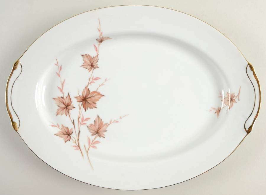 Alice (Brown Lvs) 14" Oval Serving Platter by Harmony House China-1