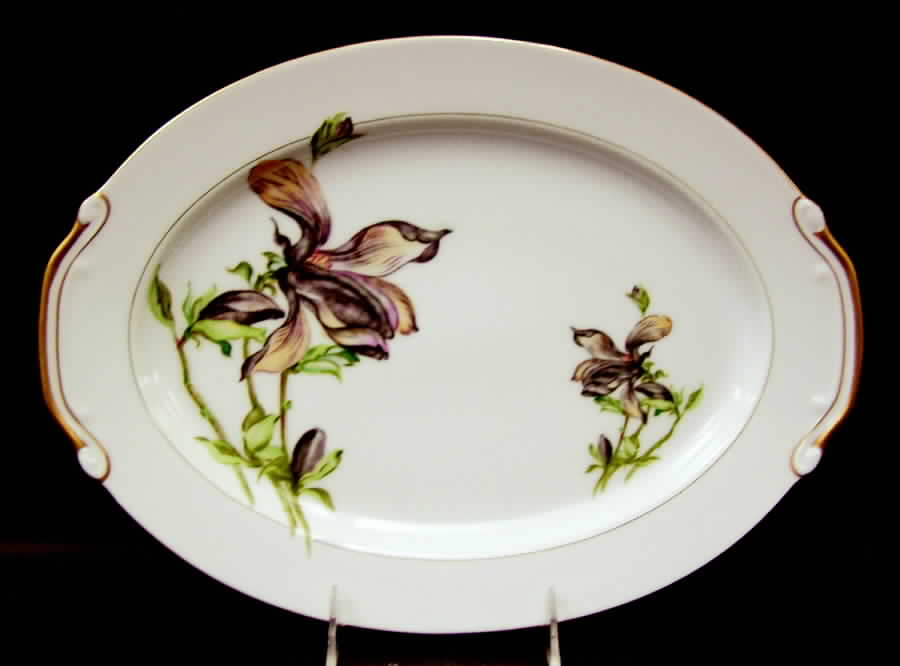 Alyce (Black Flower) 14" Oval Serving Platter by Harmony House China-1
