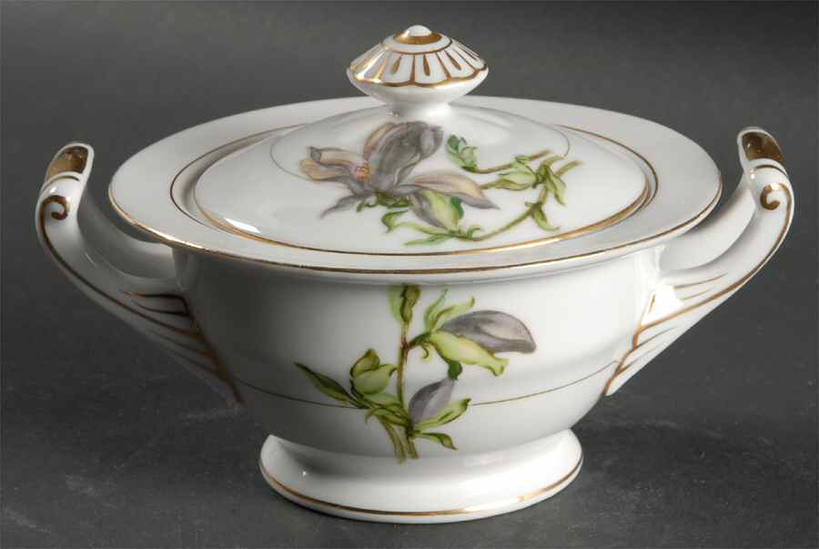Alyce (Black Flower) Sugar Bowl & Lid by Harmony House China-1