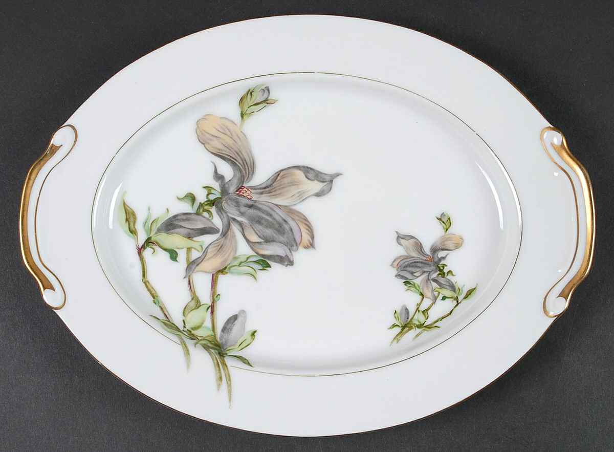 Alyce (Black Flower) 11" Oval Serving Platter by Harmony House China-1