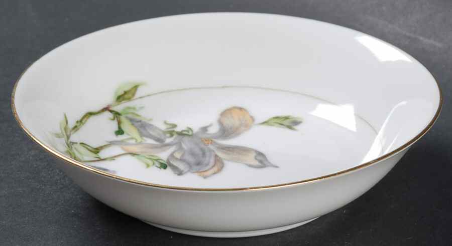 Alyce (Black Flower) Fruit/Dessert (Sauce) Bowl by Harmony House China-1