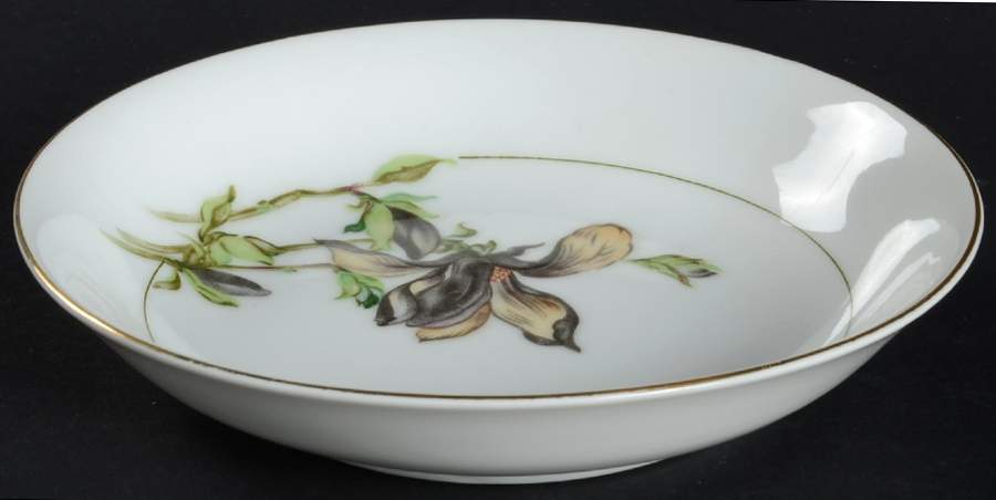 Alyce (Black Flower) Fruit/Dessert (Sauce) Bowl by Harmony House China-1