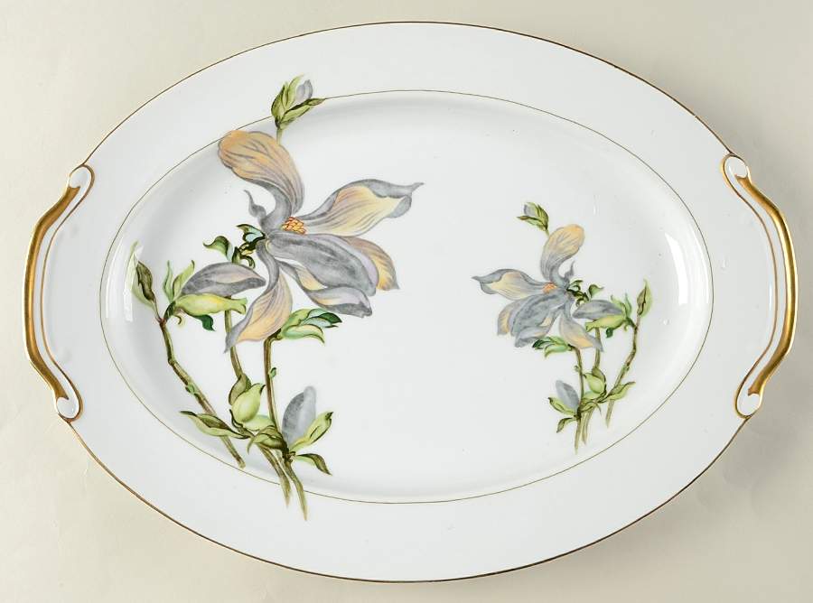 Alyce (Black Flower) 15" Oval Serving Platter by Harmony House China-1