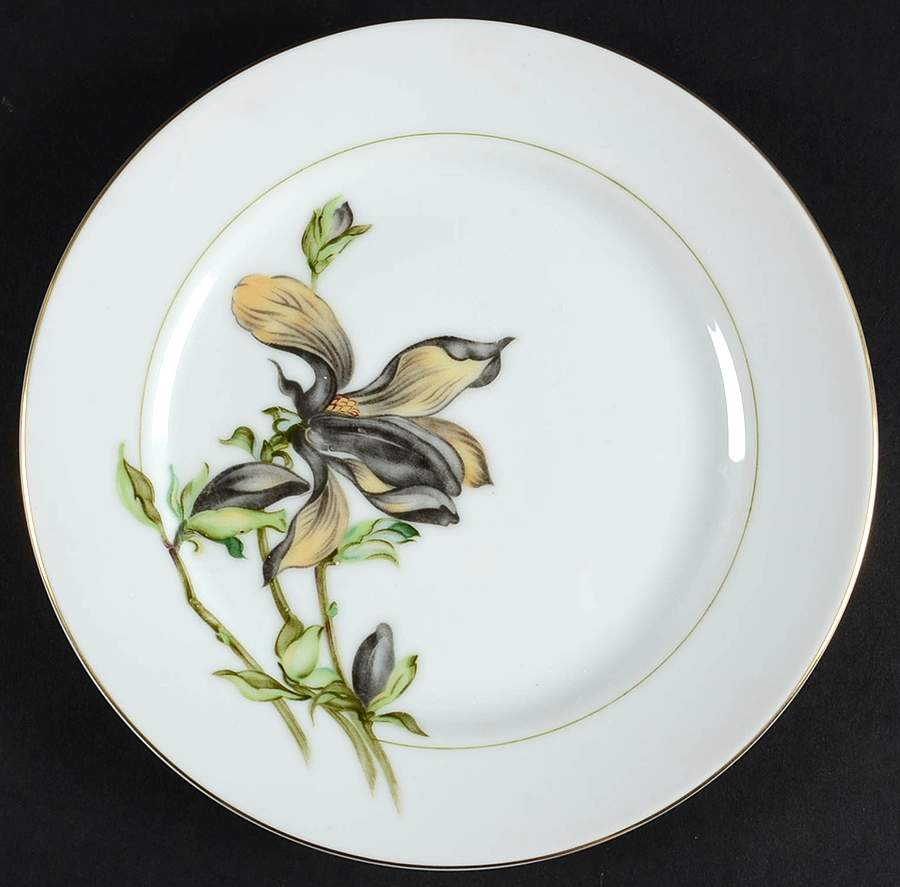 Alyce (Black Flower) Salad Plate by Harmony House China-1