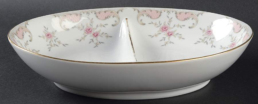 Antoinette 10" Oval Divided Vegetable Bowl by Harmony House China-1