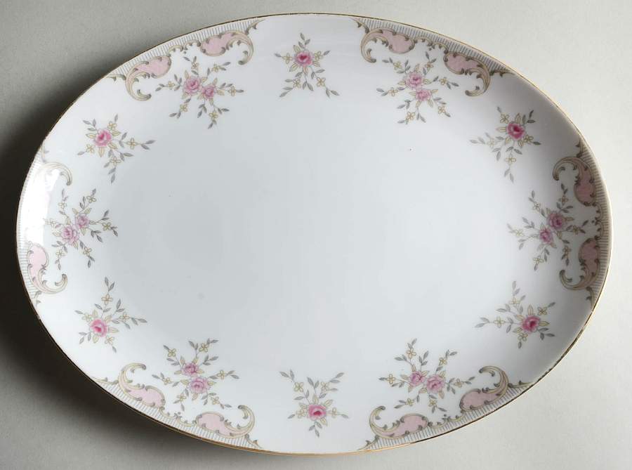 Antoinette 12" Oval Serving Platter by Harmony House China-1