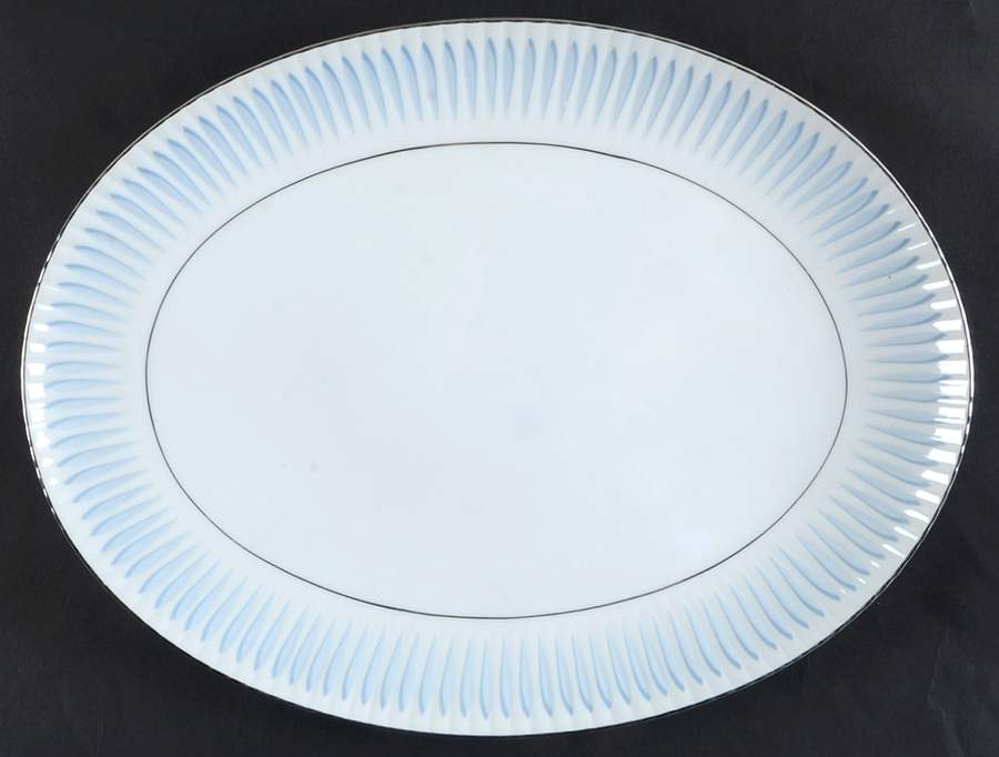 Aurora (Platinum Trim) 14" Oval Serving Platter by Harmony House China-1